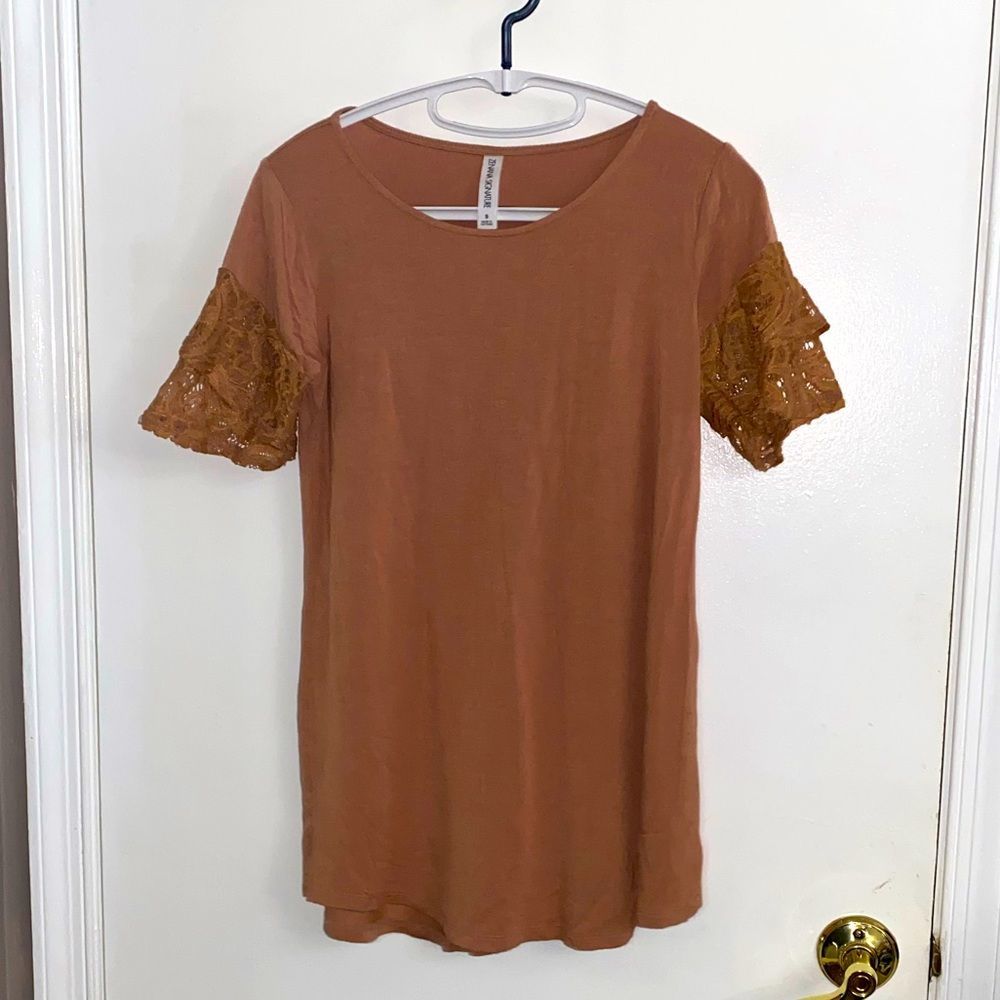 Zenana Signature Lace Sleeve Top